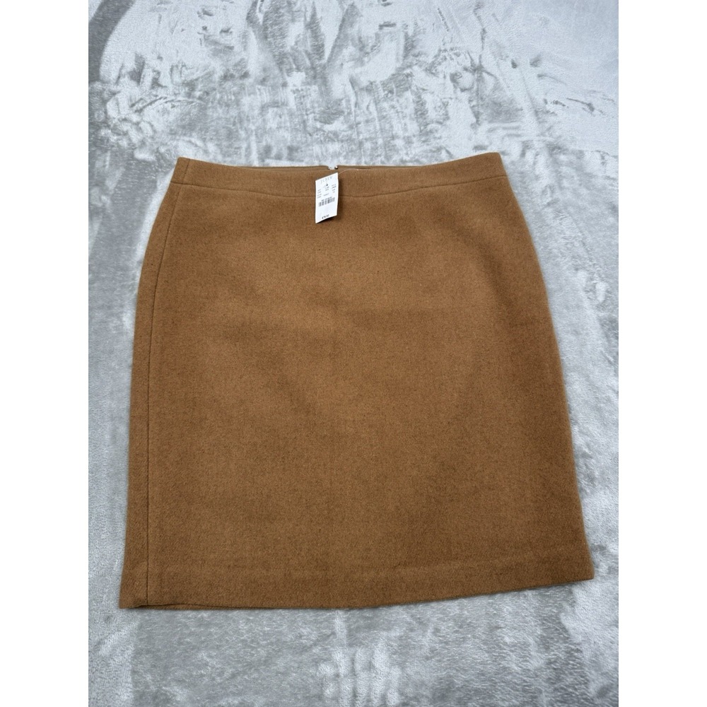 J CREW Mercantile Skirt Womens‎ 14 Brown Wool Tweed Pencil Skirt Camel Tan NWT